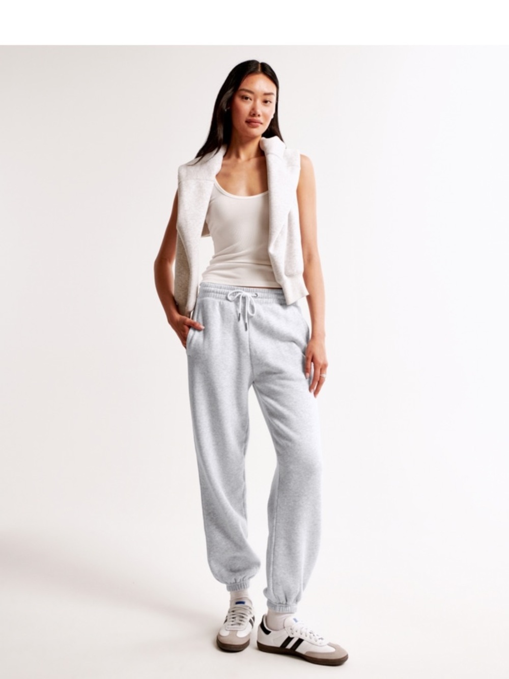 Abercrombie & Fitch Light Gray Drawstring Joggers